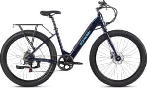 Schwinn Parkwood Electric Hybrid Bike with step-through frame and cargo rack