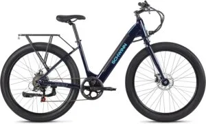 Schwinn Parkwood Electric Hybrid Bike with step-through frame and cargo rack