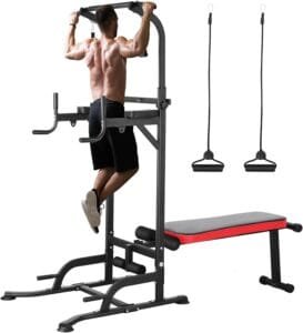 Multi-Function Power Tower with Folding Bench