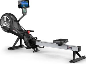Hybrid rowing machines with screen