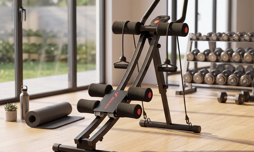 MERACH Ab Machine set up in a bright, modern home gym